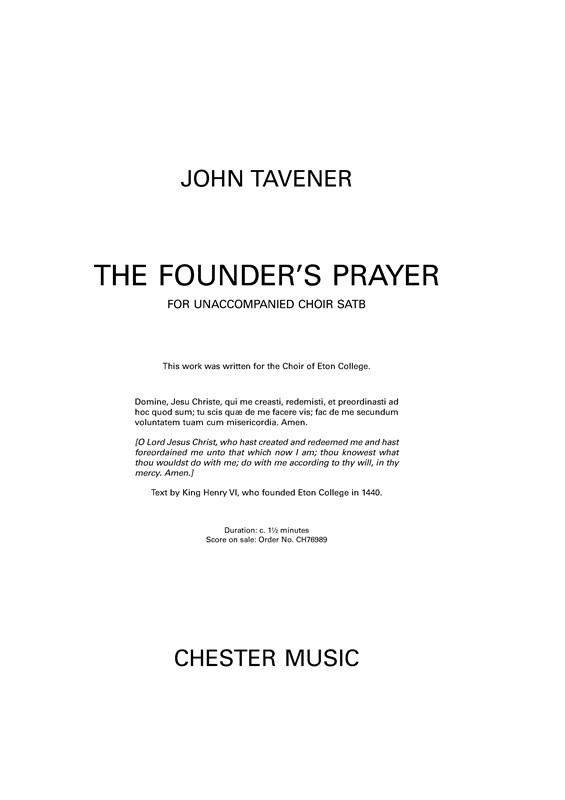 The Founder's Prayer
